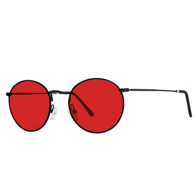 Polarized Round Sunglasses Sanches Retro Eyewear Black Frame Red Lenses