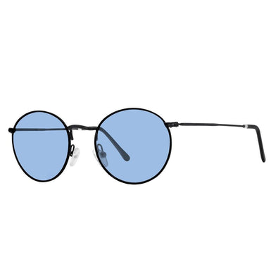 Polarized Round Sunglasses Sanches Retro Eyewear Black Frame Blue Lenses
