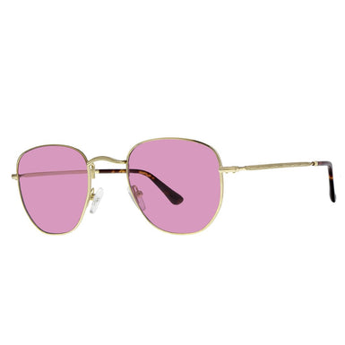 Polarized Hexagonal Sunglasses Vogs 630A Gold Eyewear Mirror Pink Lenses