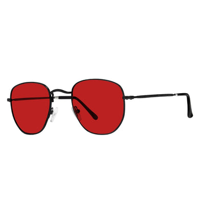 Polarized Hexagonal Sunglasses Vogs 630A Black Eyewear Red Lenses