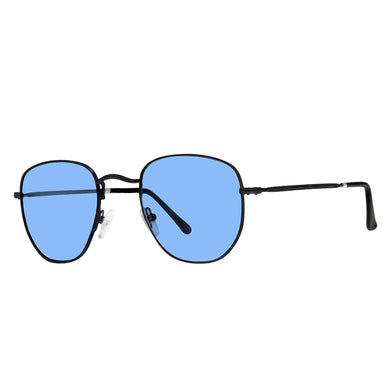 Polarized Hexagonal Sunglasses Vogs 630A Black Eyewear Blue Lenses