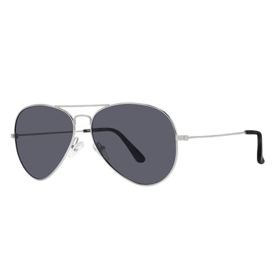 Polarized Pilot Sunglasses Vogs Raptor Silver Eyewear Smoked Grey Lenses - Large Size
